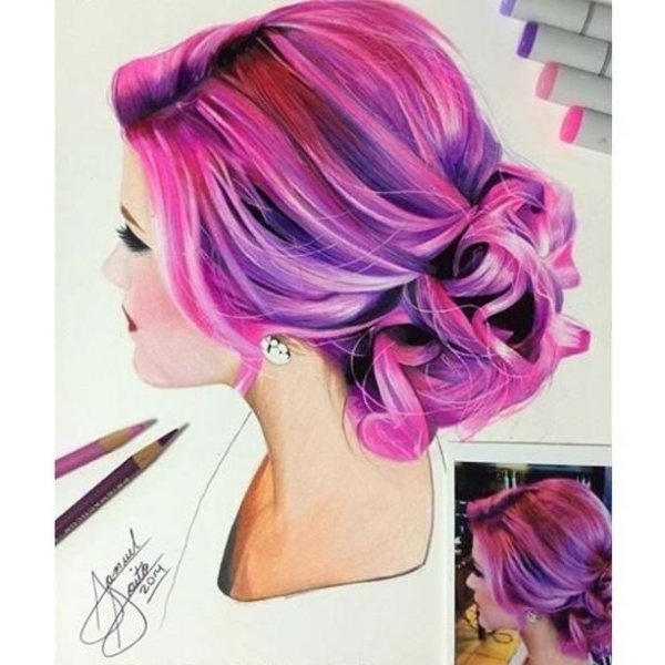 Причёски для рисования цветные