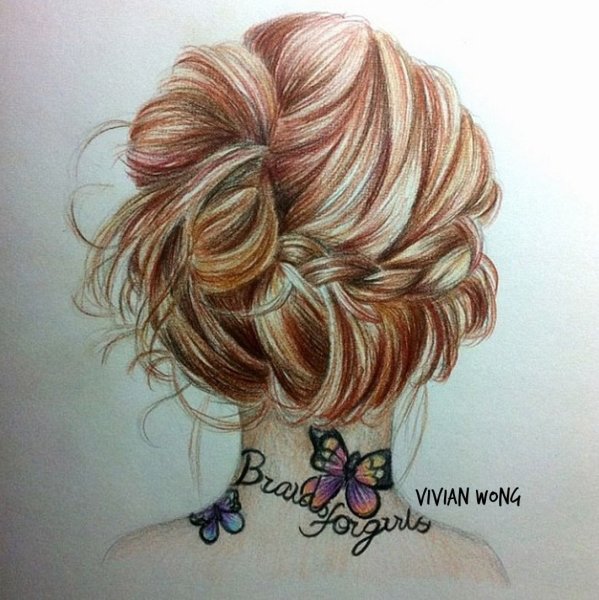 Зарисовки причесок в цвете