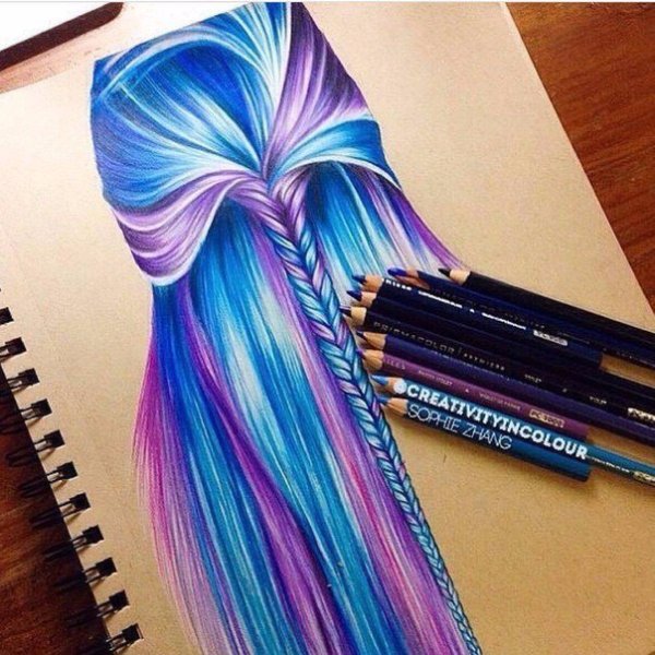 Рисование яркие волосы