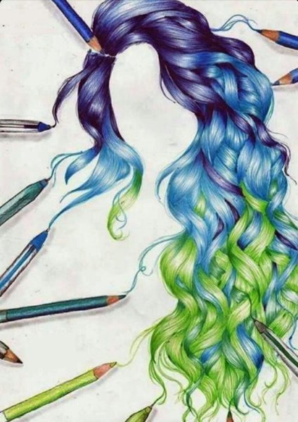 Рисование яркие волосы