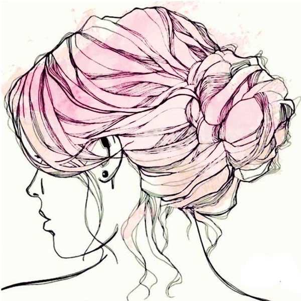 Девушка волосы акварель