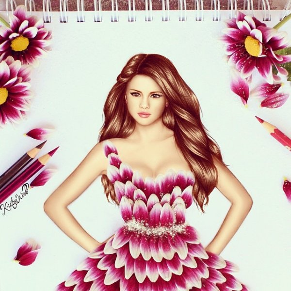 Эскиз девушки в платье