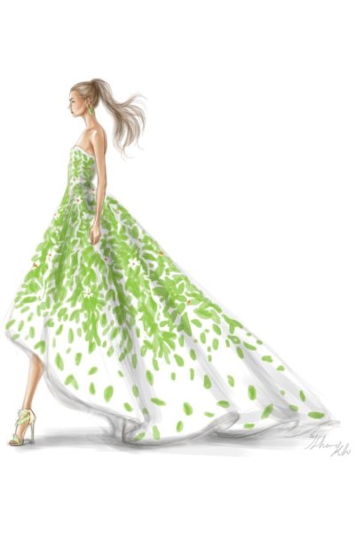 Нарисованные девушки в платьях