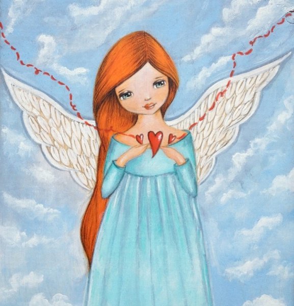 Ангел цветными карандашами