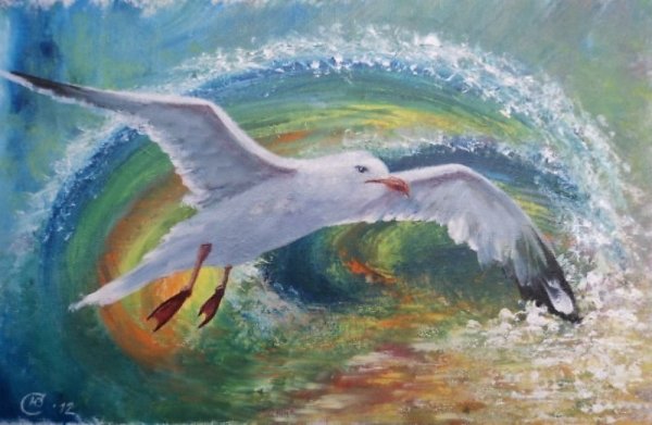 Чайка в полете картина маслом
