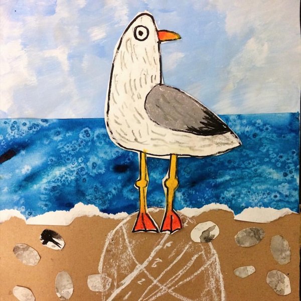 Рисование с детьми Чайка