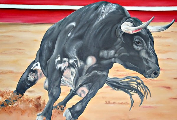 Разъяренный бык живопись