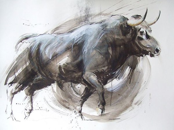Телец акварель