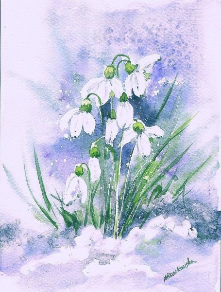 Подснежники гуашью