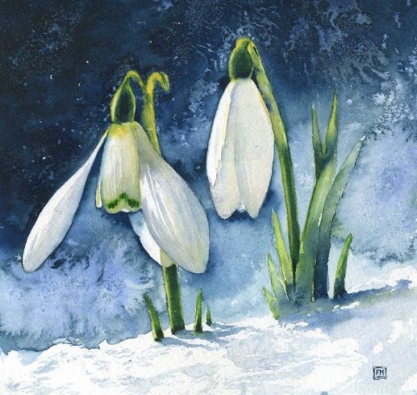 Акварельные подснежники