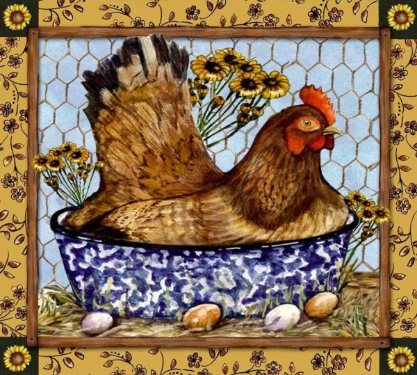 Петушки и курочки для декупажа