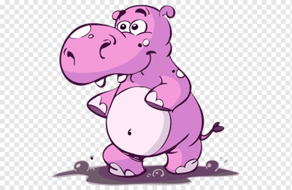 Бегемотик акварель