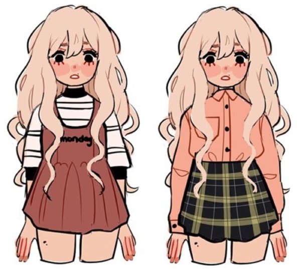 Рисунки девушек в мультяшном стиле легко