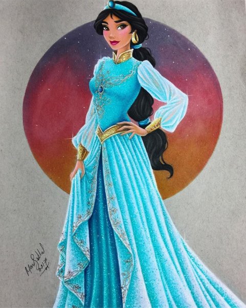 Принцессы Дисней цветными карандашами