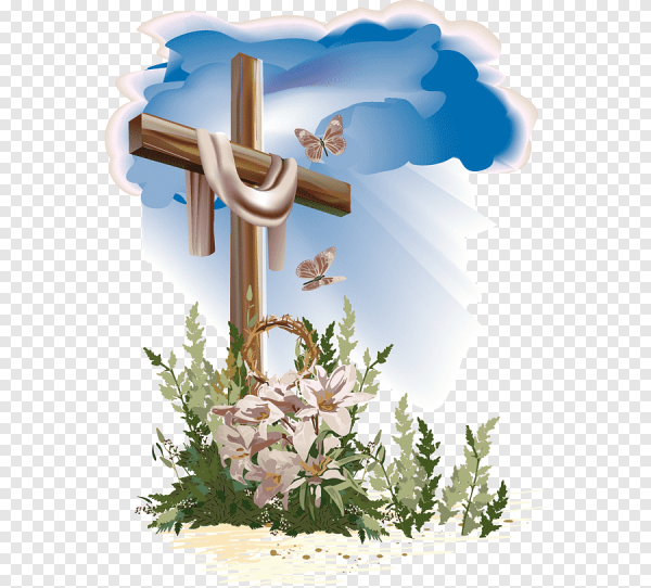 Цветы и крест Христианское