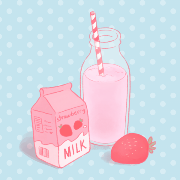 Молоко розовое рисование