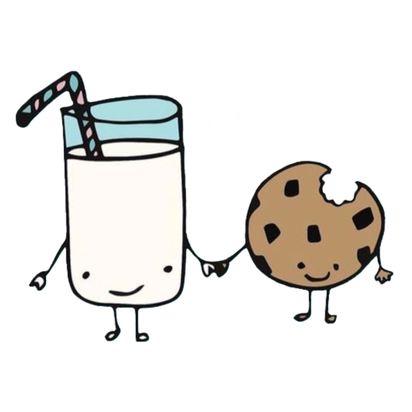 Милые печенька и молоко