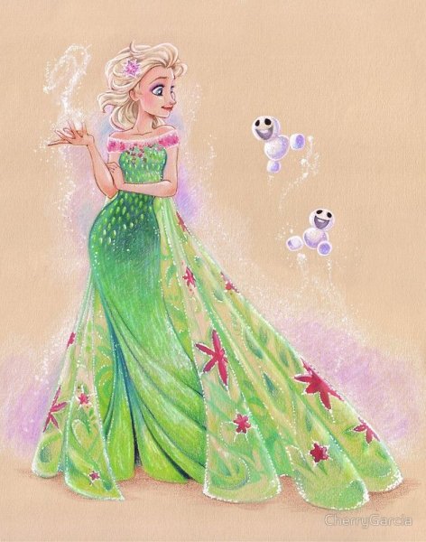 Рапунцель в зеленом платье