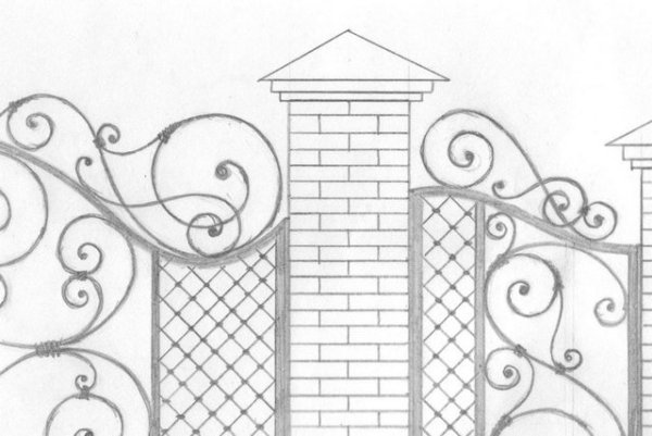 Эскиз забора карандашом