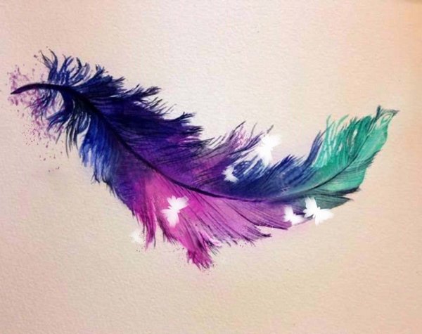 Тату перо акварель