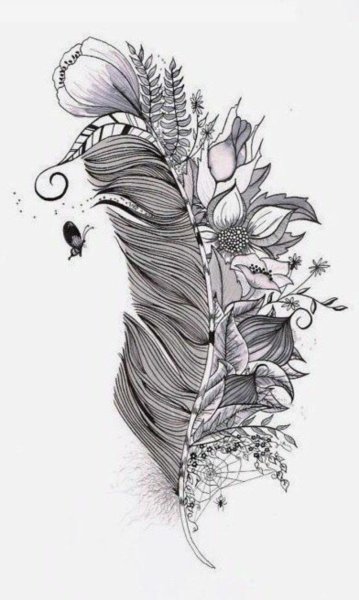 Перо тату эскиз