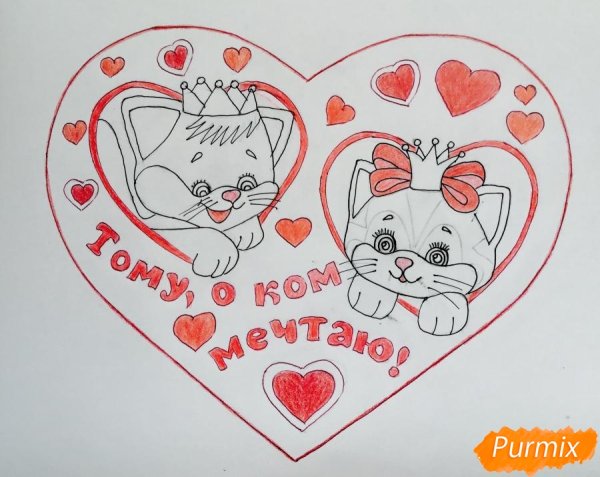 Валентинки карандашом