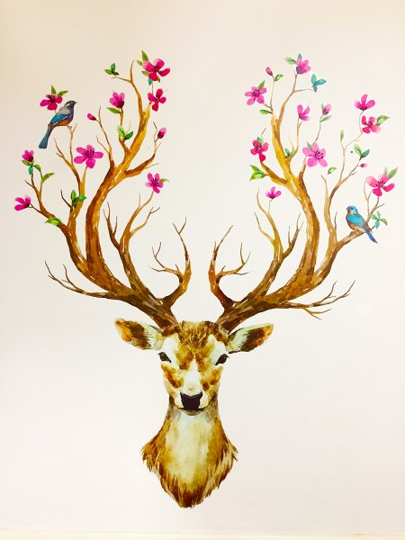 Иллюстрация с изображениями оленей