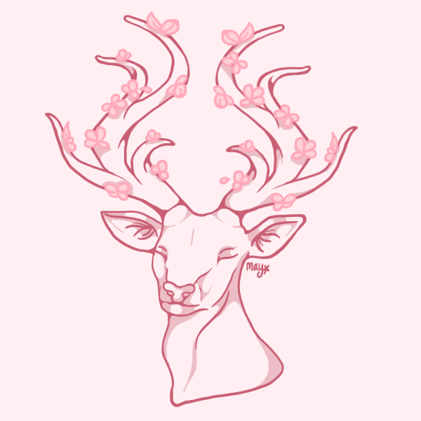 Олень акварелью