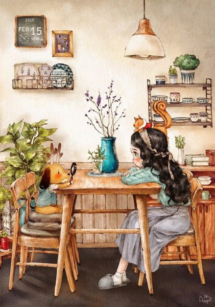 Разные предметы на полке