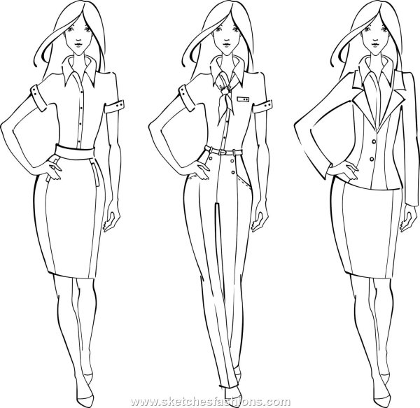 Модные девочки карандашом