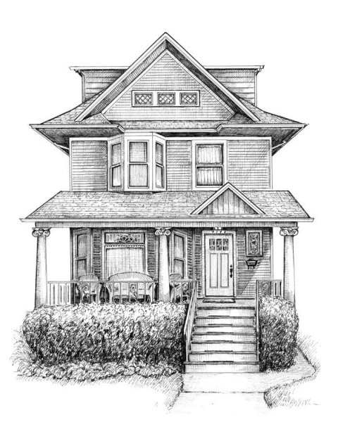Красивый домик карандашом
