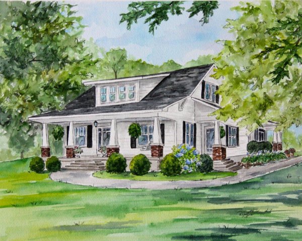 Домик акварель