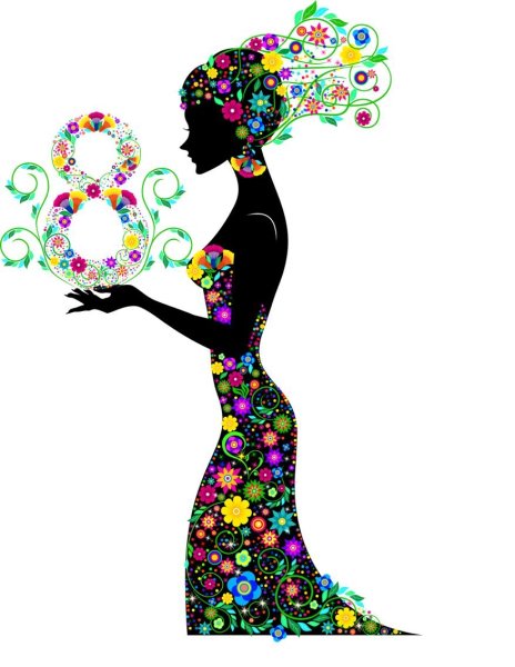 Силуэт девушки на ногтях