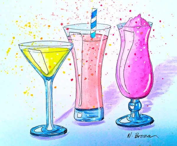 Рисунки для срисовки коктейль