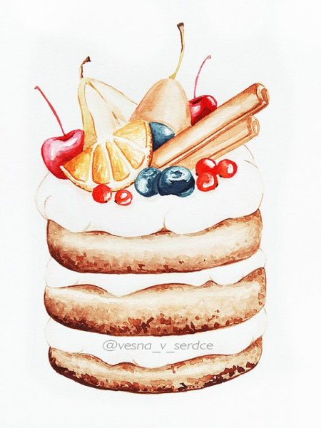 Завтрак рисунок акварелью