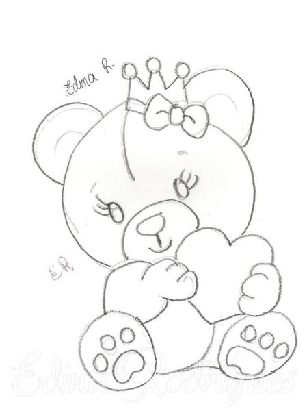 Мишка для срисовки карандашом