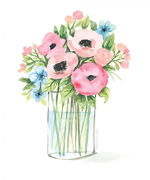 Раскраска цветы в вазе