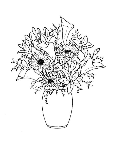 Цветы в вазе для срисовки