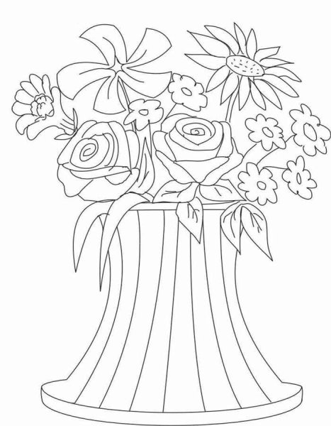 Контур букета тюльпанов сбоку