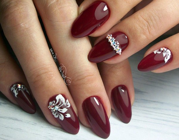 Маникюр бордо марсала бургунди