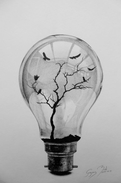 Лампочка карандашом