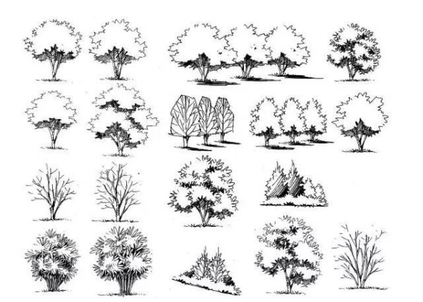 Стаффаж антураж деревья кусты