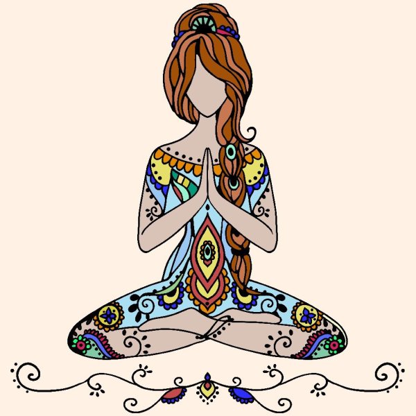 Тату женщина в позе лотоса