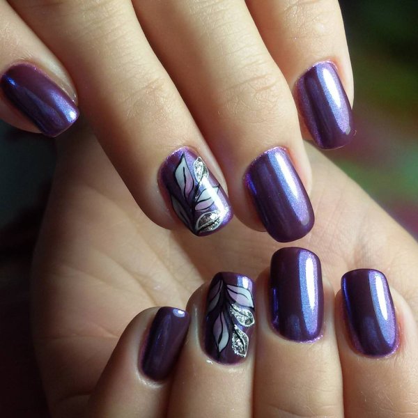 Маникюр кошачий глаз фиолетовый