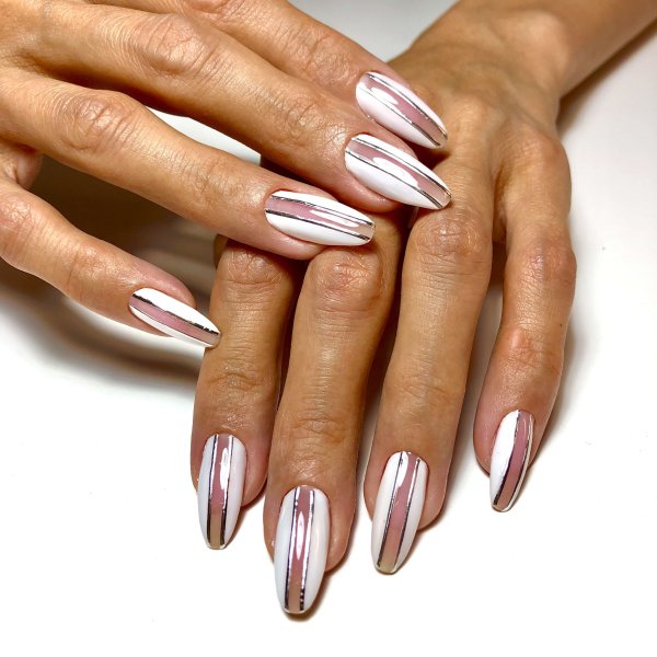 Маникюр геометрия на миндалевидные ногти