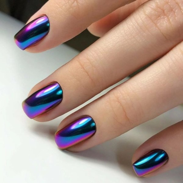 Ногти с втиркой и блестками