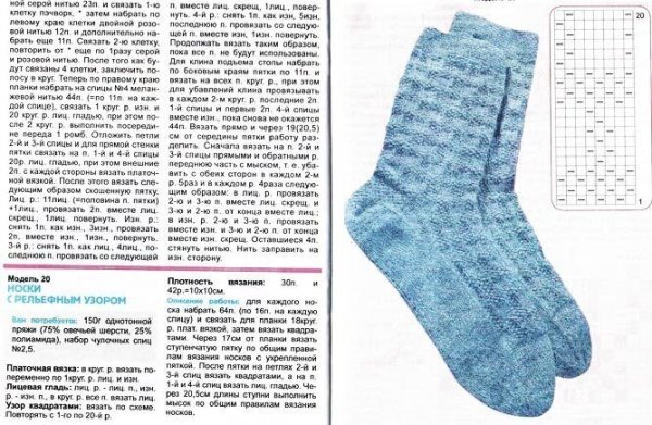 Узоры для носков спицами схемы и описание простые и красивые