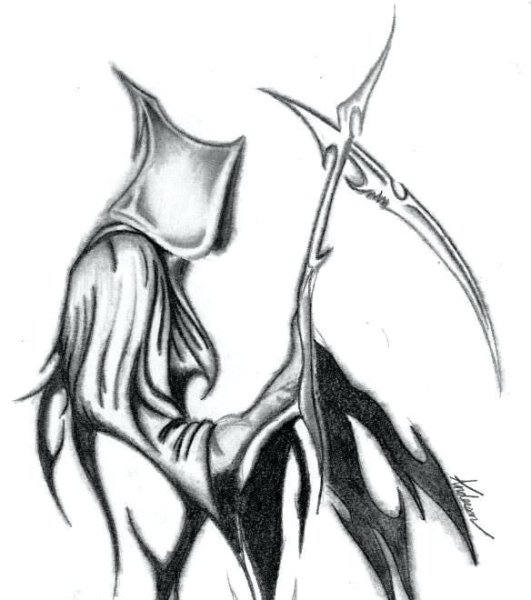 Рисунки для срисовки смерть с косой