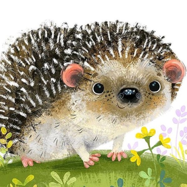 Милые ежики в акварели