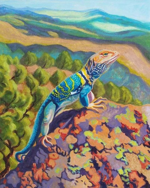 Ящерица акварель